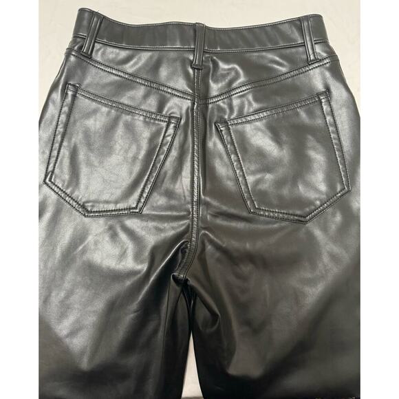 Abercrombie& Fitch The 90s Straight Ultra High Rise Split leg Vegan Leather Pant - Picture 5 of 12